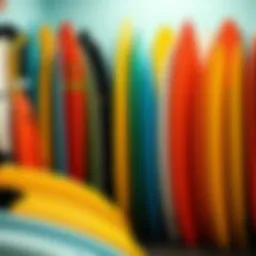 Colorful array of surfboards on display