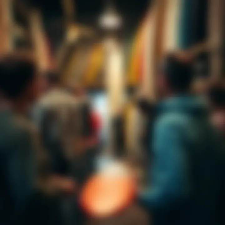 Community Engagement in Surf Culture Community event at a surfing board store