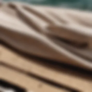 A close-up of sustainable materials used in surf wear production