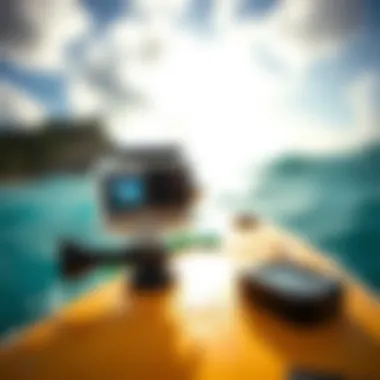 GoPro camera mounted on a surfboard with Remo remote