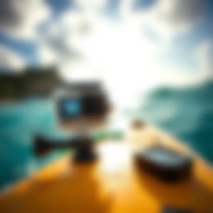 GoPro camera mounted on a surfboard with Remo remote