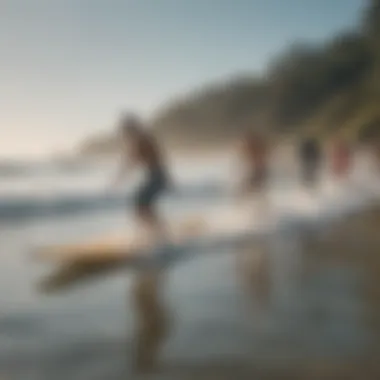 Group of hydro surfers enjoying a day at the beach