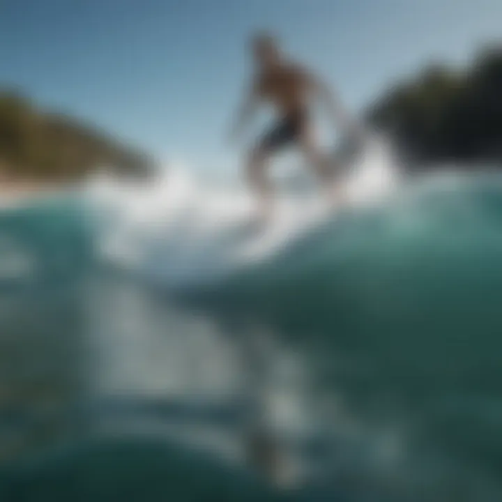 A hydro surf board gliding over crystal clear waters