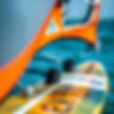 Windsurfing Gear Insights Close-up of windsurfing equipment showing the sail and board detail