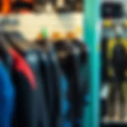 Quality used wetsuits displayed in a store
