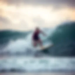 Surfer catching a wave in the Mentawai Islands