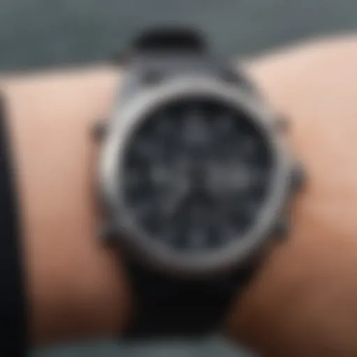 A close-up view of a cross training watch displaying various metrics.