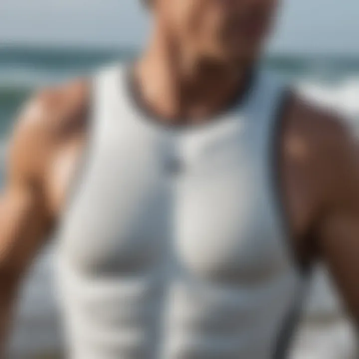 A close-up of advanced material technology used in a surfing vest