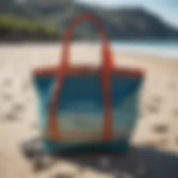 Patagonia beach bag on a sandy shore