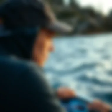 Person wearing the Patagonia Waterfarer Cap during a water sport activity.