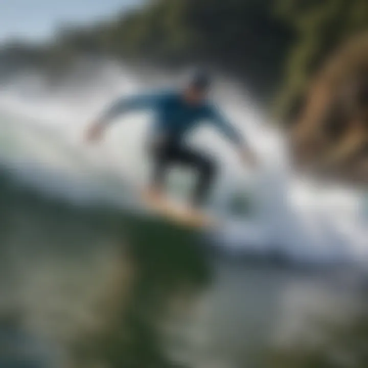 User riding the Radinn Carve on a wave