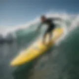 Remote-controlled surfboard riding the waves