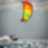 Vibrant 12-meter kite soaring above the water