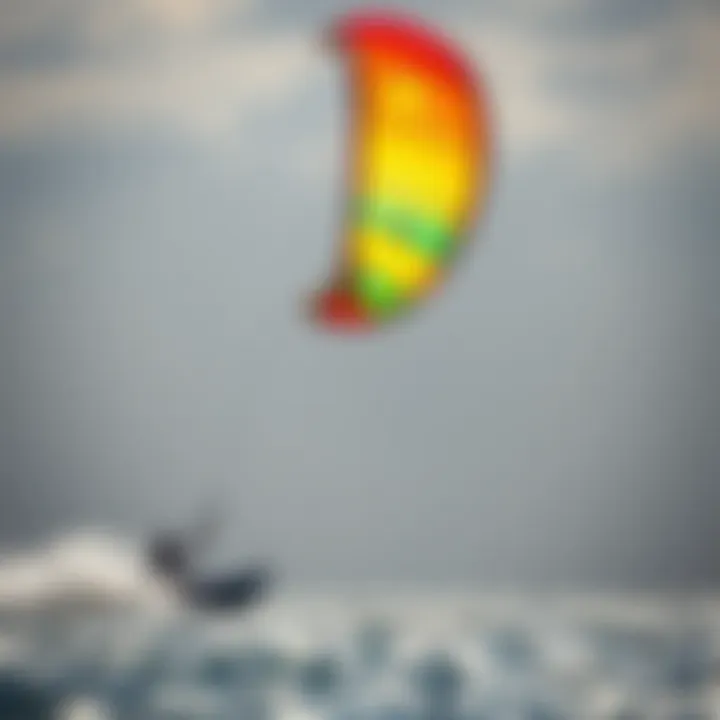 Vibrant 12-meter kite soaring above the water