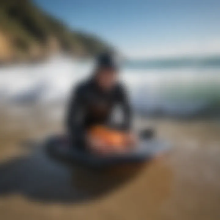 A close-up of bodyboarding gear highlighting essential safety features