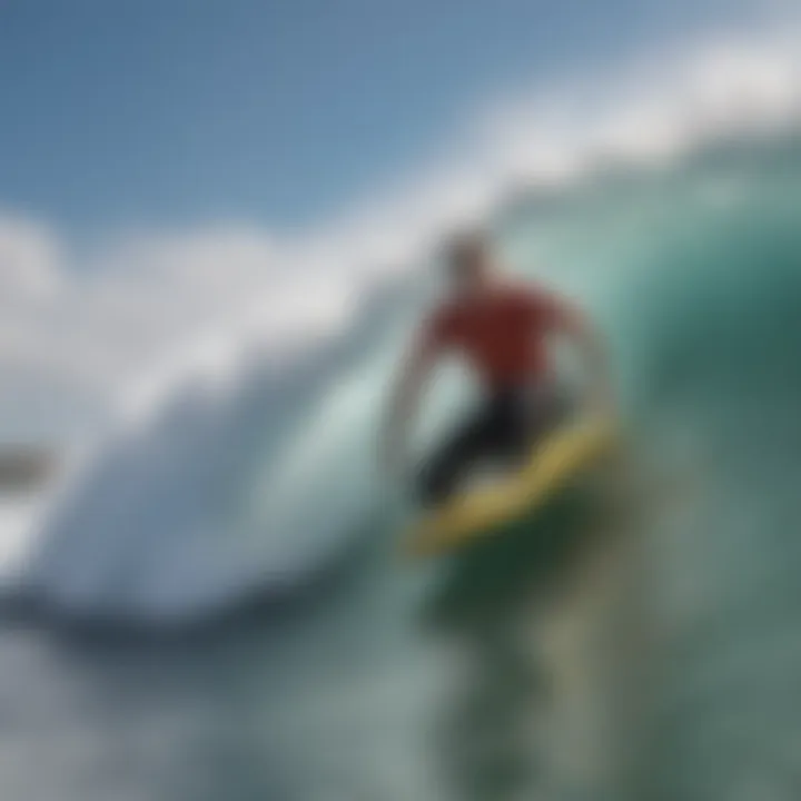 Dynamic wave action demonstrating the forces at play in bodyboarding