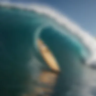 An artistic representation of different wave types and their interaction with a single fin board.