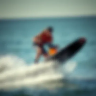A dynamic scene of a watersports athlete utilizing an 8 inch deck in action