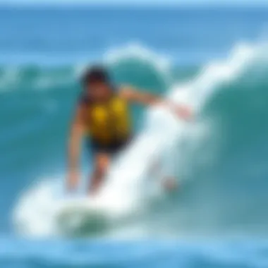 Buoyancy Vest in Action: Enhancing Safety on the Waves An athlete wearing a buoyancy vest while surfing in dynamic waters