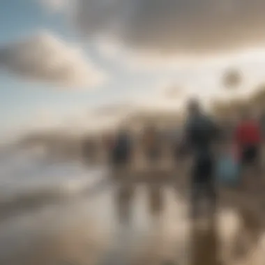 Community members engaged in a beach cleanup event