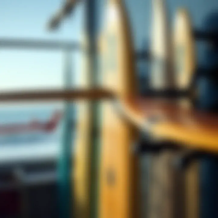 Aesthetic surfboard display featuring various hangers