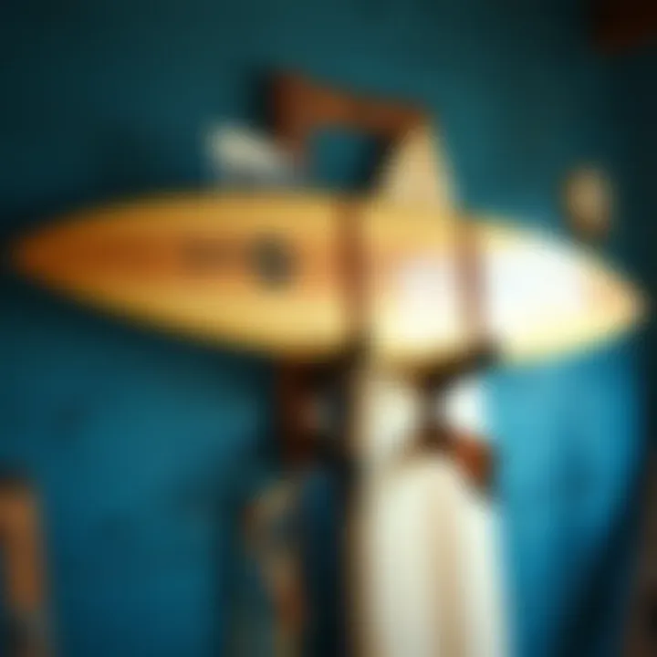 DIY surfboard hanger made from reclaimed wood