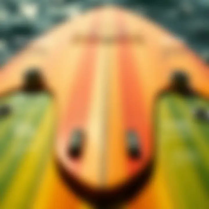 Close-up of essential features of a bodyboard