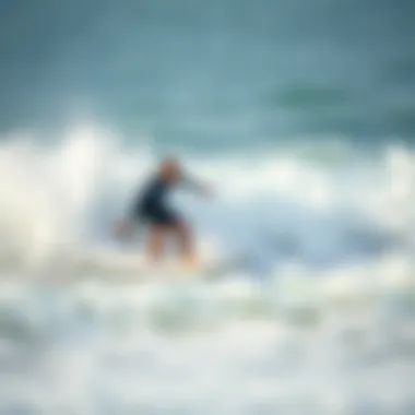 Surfing with a Specialized SUP Board A surfer using a specialized SUP board riding a wave
