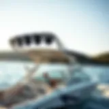 Stylish wake tower bimini installed on a boat