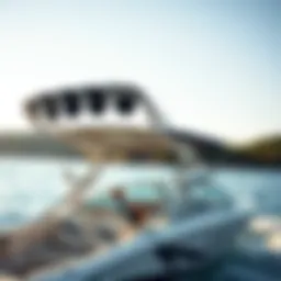 Stylish wake tower bimini installed on a boat