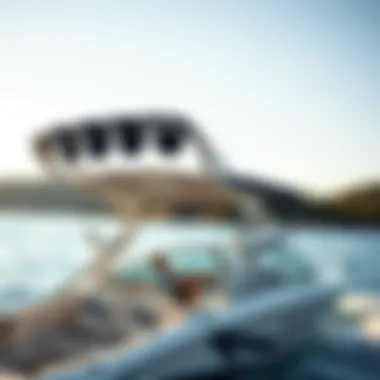 Stylish wake tower bimini installed on a boat