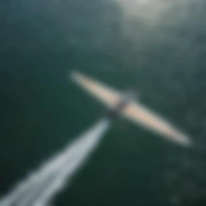 An aerial perspective of multiple lift efoils in action during a sunny day