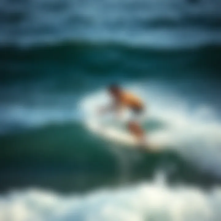 Dynamic motion of a surfer wearing Volcom Mod Tech boardshorts