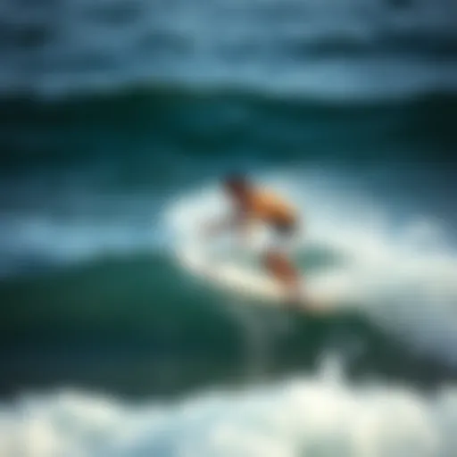 Surfer in Action with Volcom Boardshorts Dynamic motion of a surfer wearing Volcom Mod Tech boardshorts