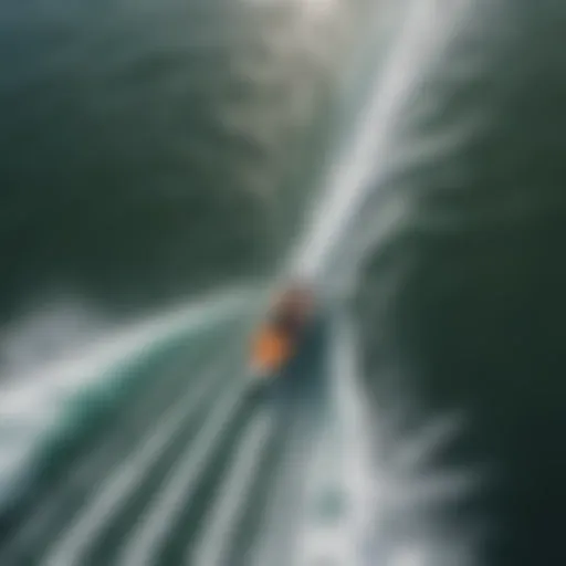 Aerial view of a water flight board in action