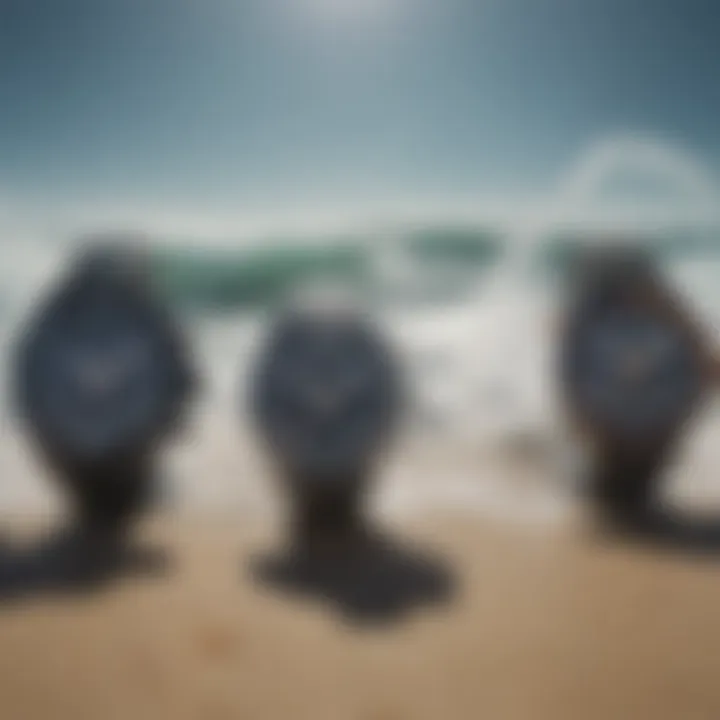 Illustration of different types of wave watches