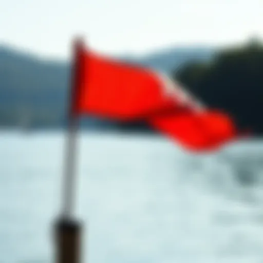 Windsock at Lakeside Windsock fluttering in the breeze at a lakeside