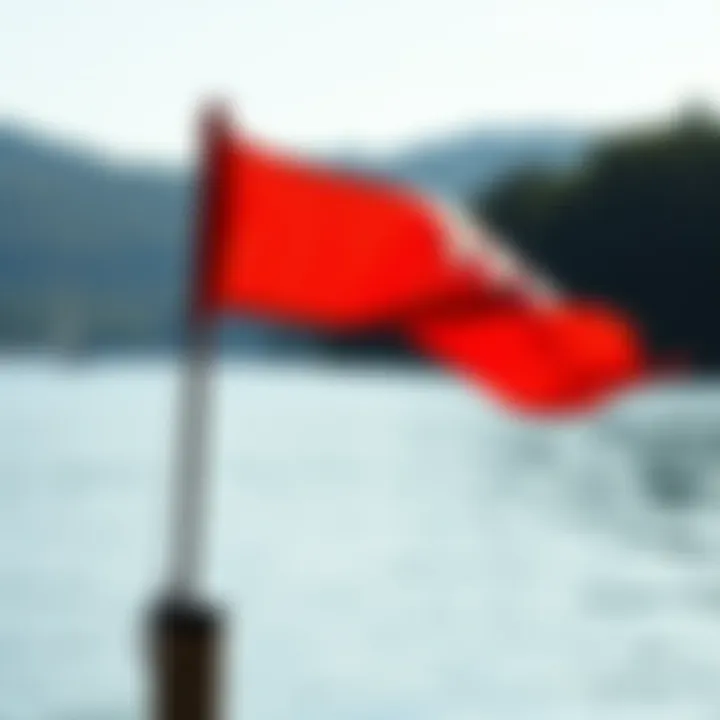 Windsock at Lakeside Windsock fluttering in the breeze at a lakeside