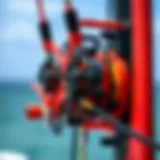 Detailed view of windsurfing rig components