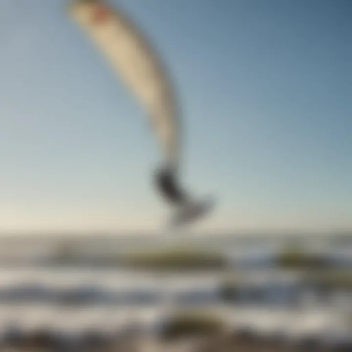 A thrilling kite surfer gliding across the waves, demonstrating the excitement of watersports in Zeeland.