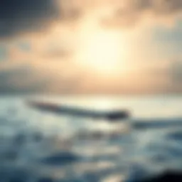 Flying surfboard gliding over water