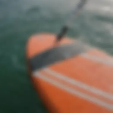 Close-up of paddle board material showcasing durability