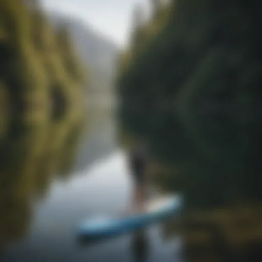 A versatile folding paddle board on a serene lake