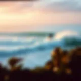 Stunning view of G Land surf spot with waves crashing