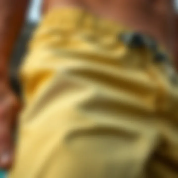 Eco-Friendly Fabric of Greenlines Board Shorts Close-up of eco-friendly fabric used in Greenlines board shorts