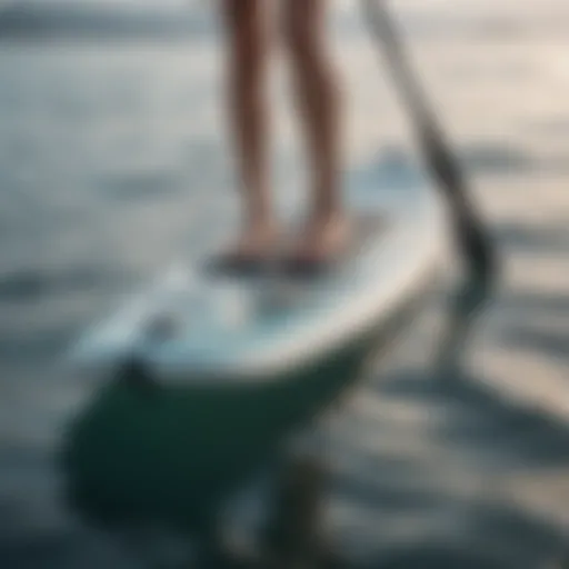 High weight limit paddle board showcasing its sturdy design on water