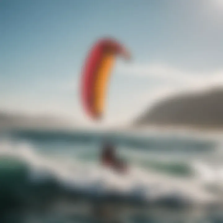 Inflatable kite wing in action over the waves