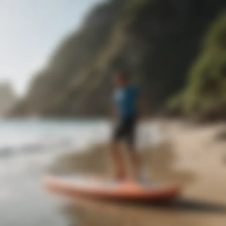 Essential maintenance tips for inflatable paddleboards displayed on a serene beach.