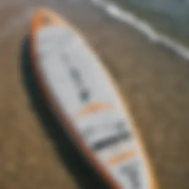 Close-up view of a well-designed inflatable paddleboard showcasing its stability features.