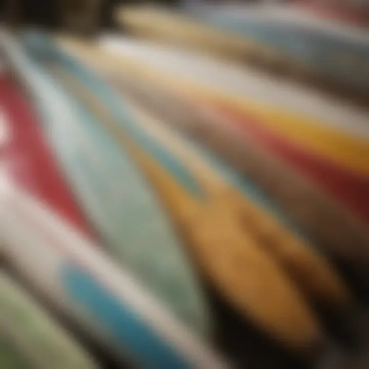 A close-up of various surfboard materials showcasing their texture and quality.